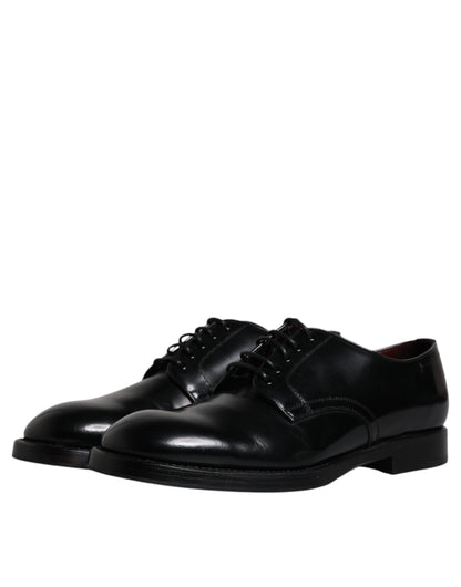 Chaussures Derby habillées à lacets en cuir noir Dolce &amp; Gabbana pour homme
