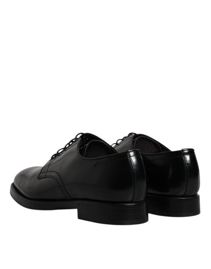 Chaussures Derby habillées à lacets en cuir noir Dolce &amp; Gabbana pour homme