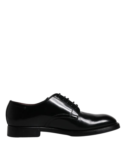 Chaussures Derby habillées à lacets en cuir noir Dolce &amp; Gabbana pour homme