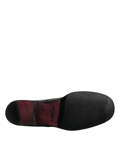 Chaussures Derby habillées à lacets en cuir noir Dolce &amp; Gabbana pour homme