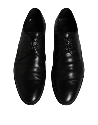 Chaussures Derby habillées à lacets en cuir noir Dolce &amp; Gabbana pour homme