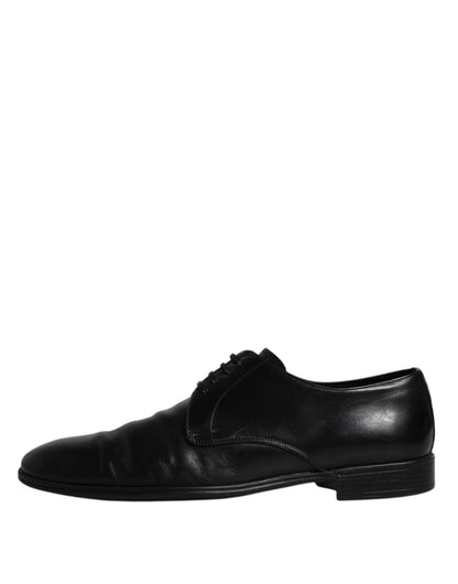 Chaussures Derby habillées à lacets en cuir noir Dolce &amp; Gabbana pour homme