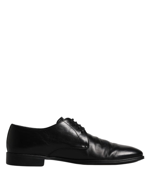 Chaussures Derby habillées à lacets en cuir noir Dolce &amp; Gabbana pour homme