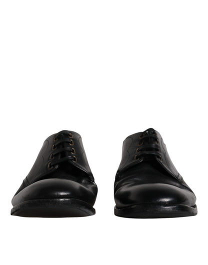 Dolce &amp; Gabbana Black Leather Derby Formal Men Dress Shoes