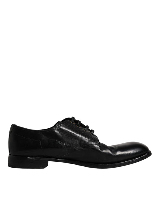 Chaussures habillées Derby en cuir noir Dolce &amp; Gabbana pour homme
