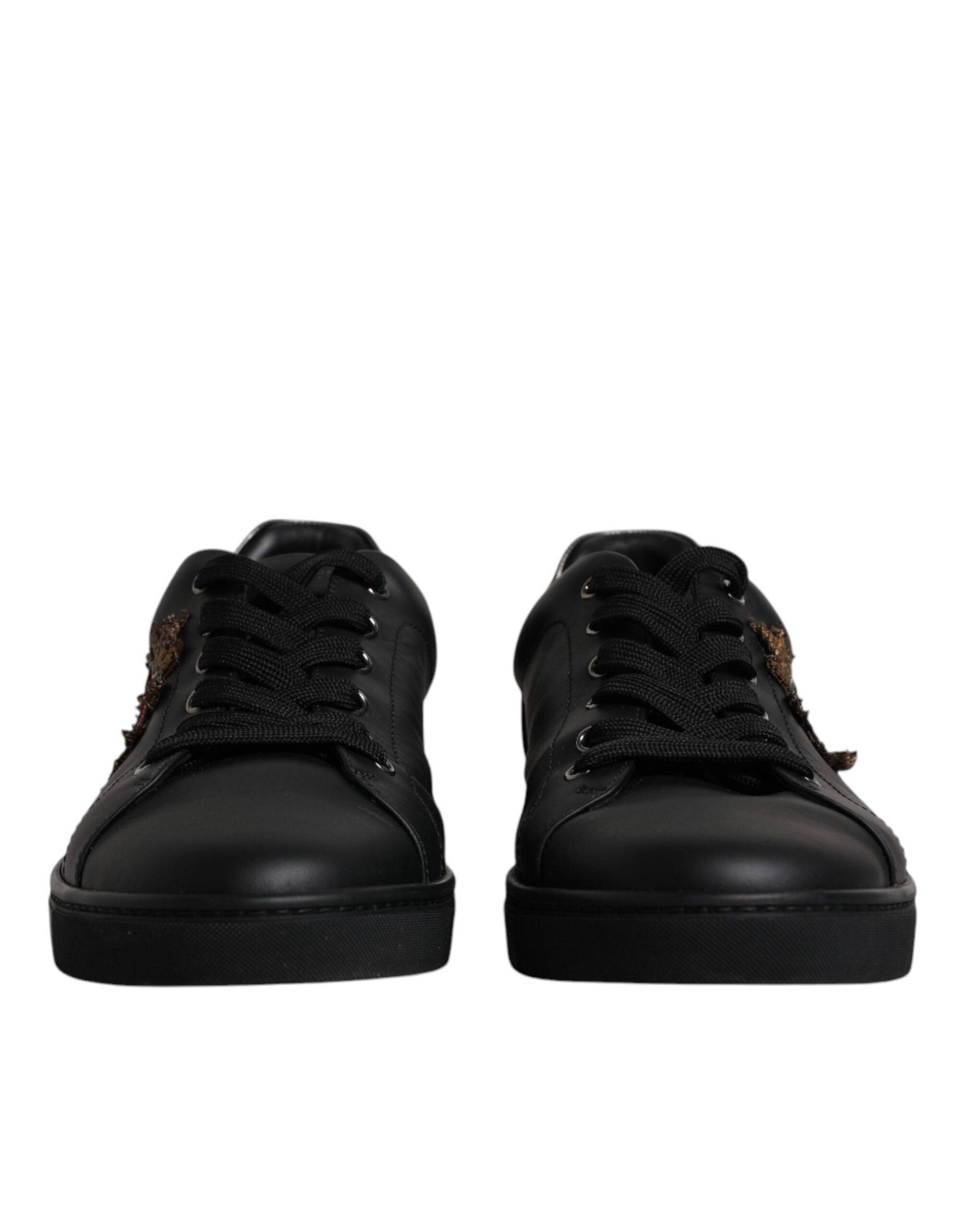 Dolce & Gabbana Black Leather London Heart Men Sneakers Shoes by Dolce & Gabbana