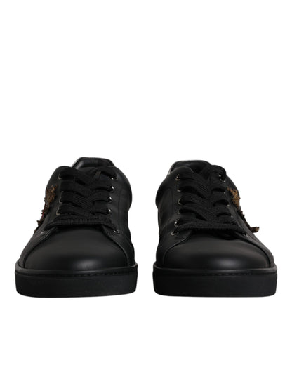 Dolce & Gabbana Black Leather London Heart Men Sneakers Shoes by Dolce & Gabbana