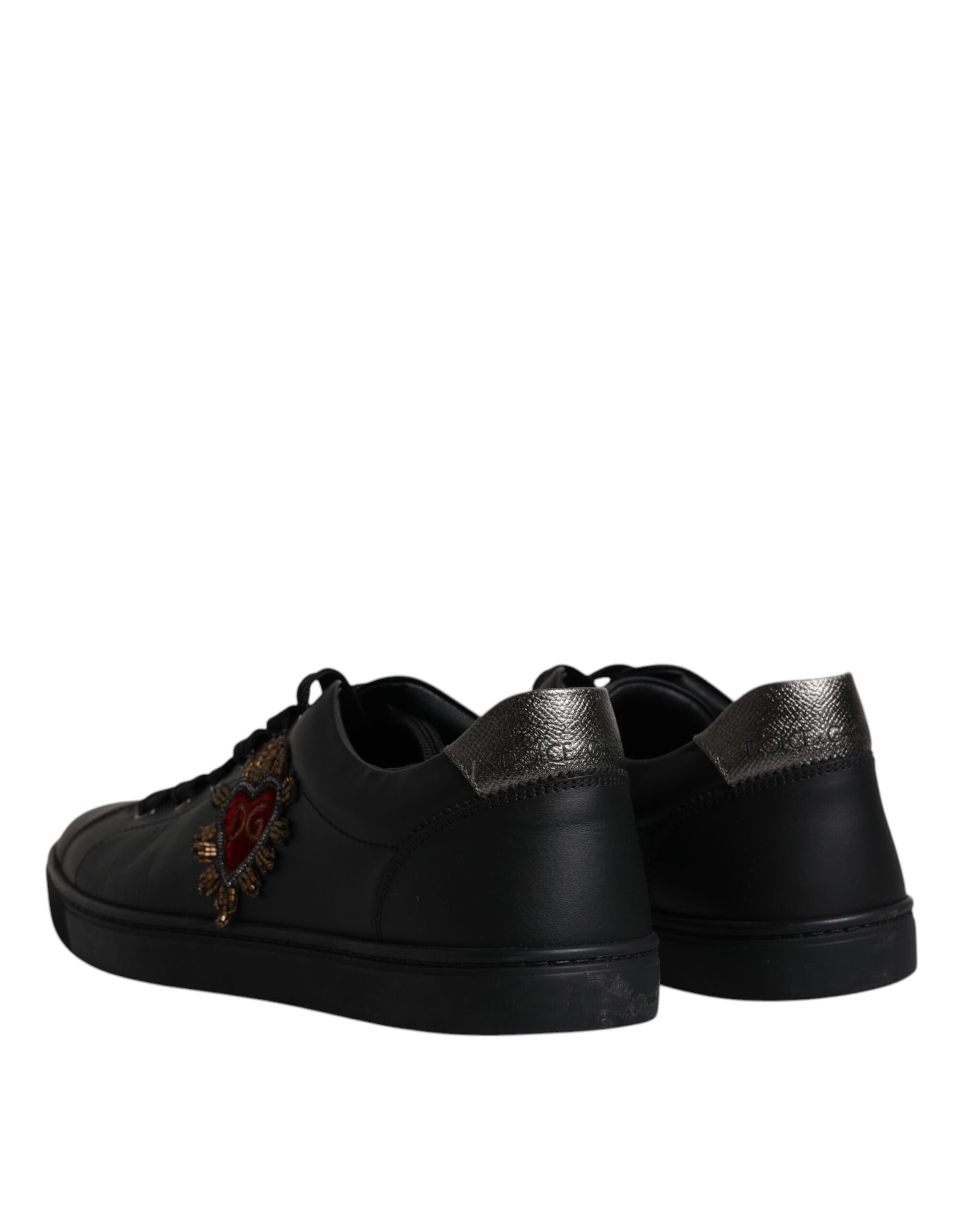 Dolce & Gabbana Black Leather London Heart Men Sneakers Shoes by Dolce & Gabbana