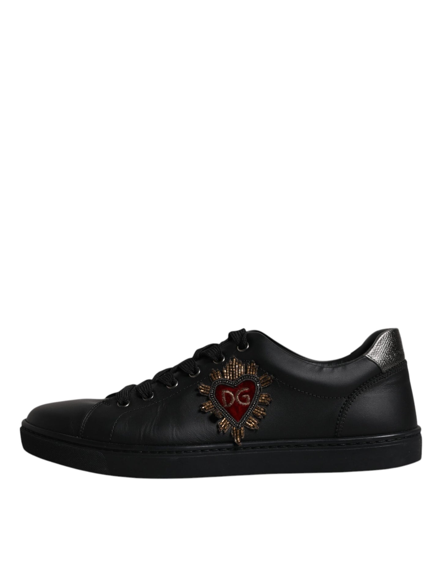 Dolce & Gabbana Black Leather London Heart Men Sneakers Shoes by Dolce & Gabbana