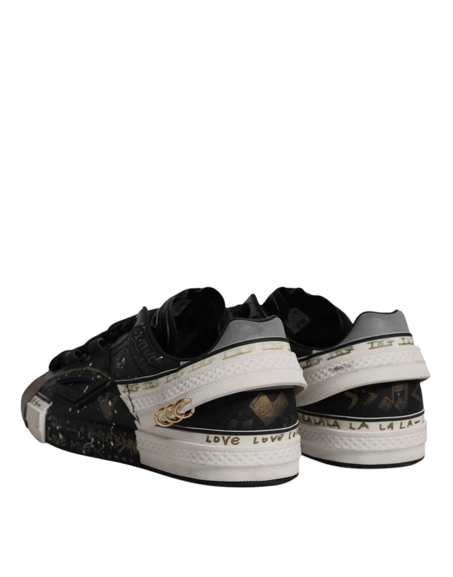 Dolce & Gabbana Black White Portofino Low Top Sneakers Shoes by Dolce & Gabbana