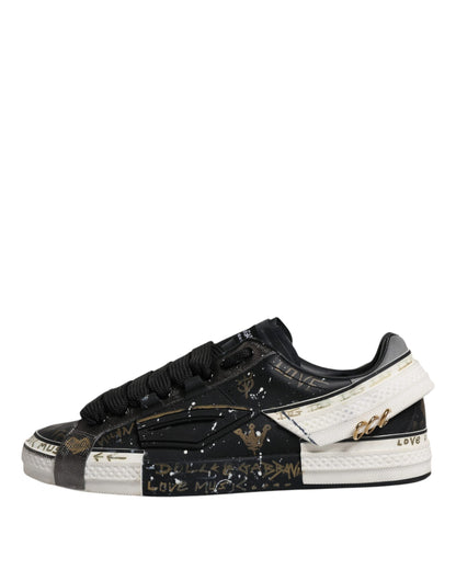 Dolce & Gabbana Black White Portofino Low Top Sneakers Shoes by Dolce & Gabbana