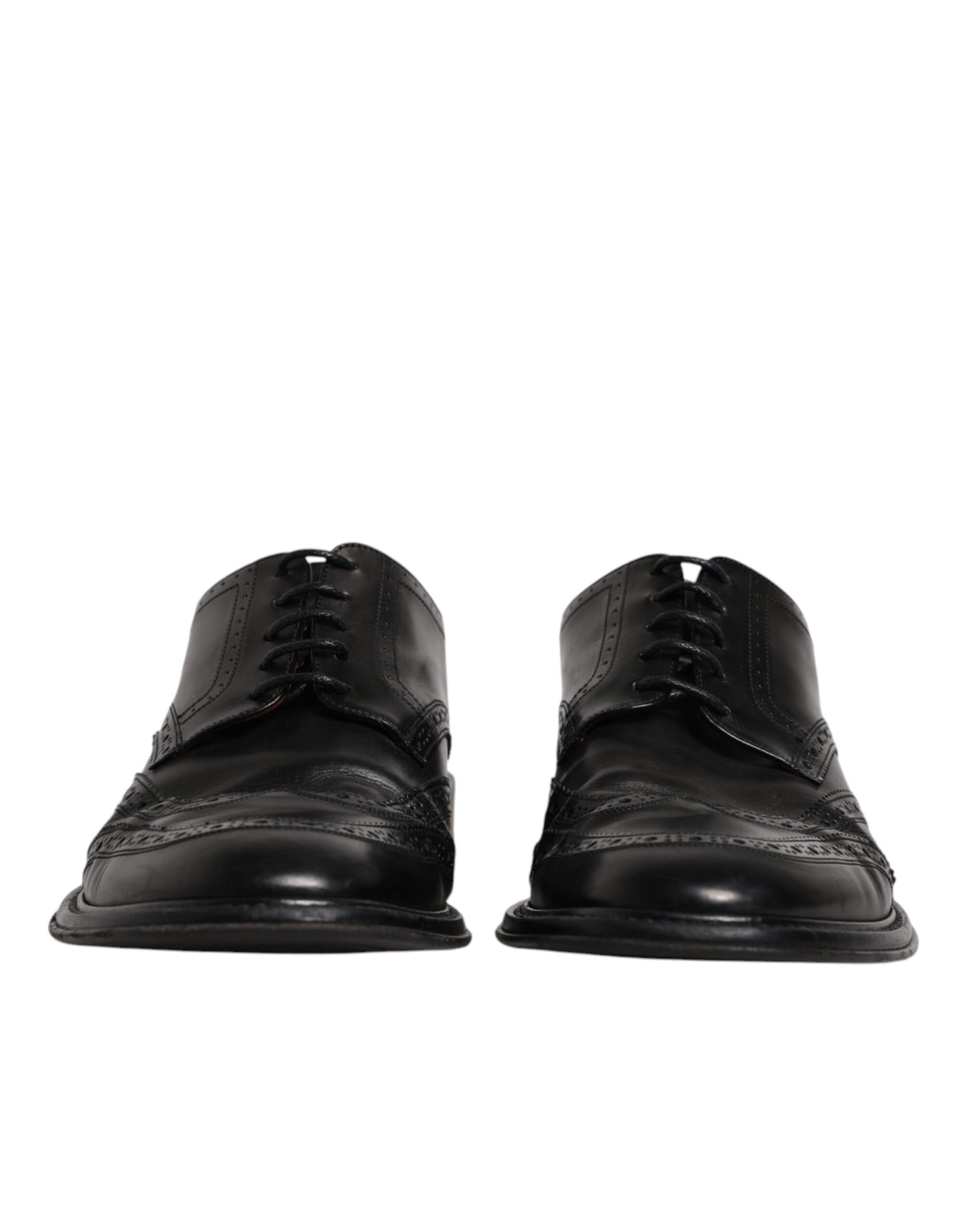 Dolce &amp; Gabbana Black Leather Derby Wingtip Formal Shoes
