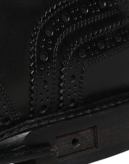 Dolce &amp; Gabbana Black Leather Derby Wingtip Formal Shoes