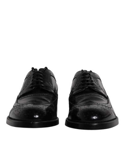 Chaussures habillées Derby en cuir noir Dolce &amp; Gabbana