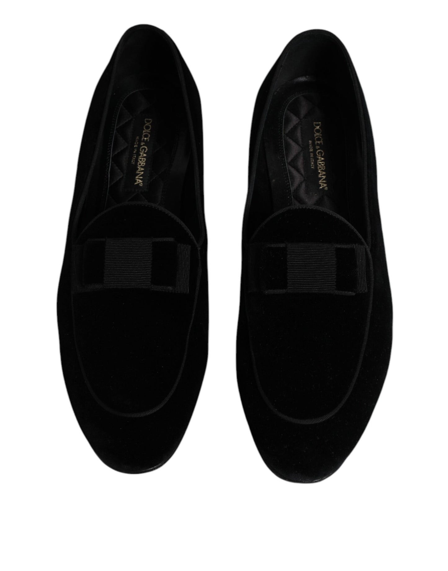Dolce &amp; Gabbana Black Velvet Loafers Formal Men Dress Shoes