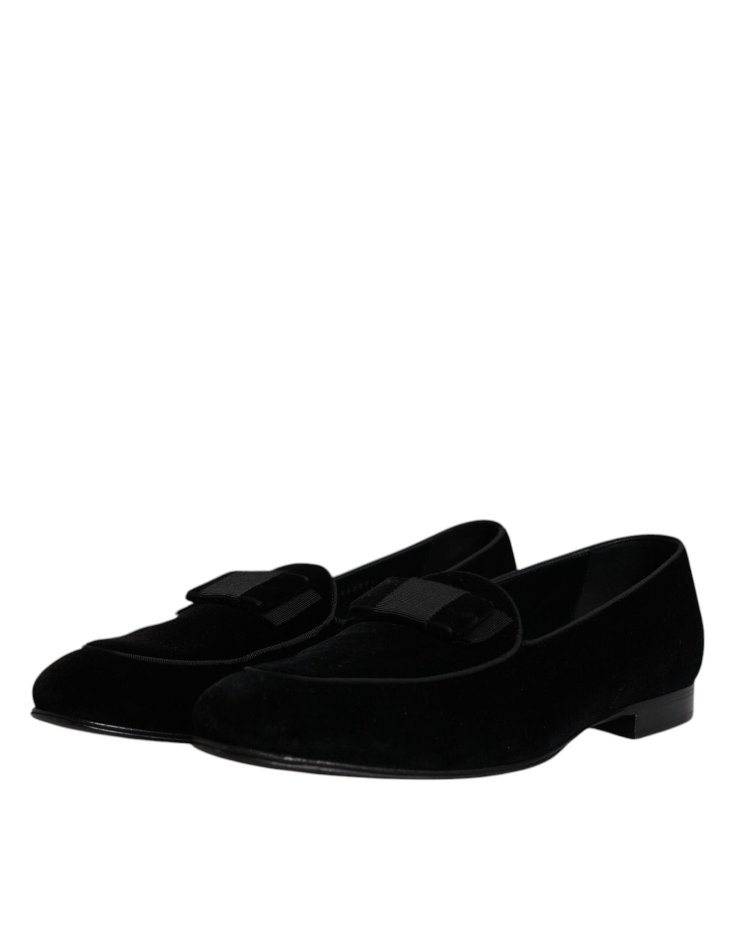 Dolce &amp; Gabbana Black Velvet Loafers Formal Men Dress Shoes