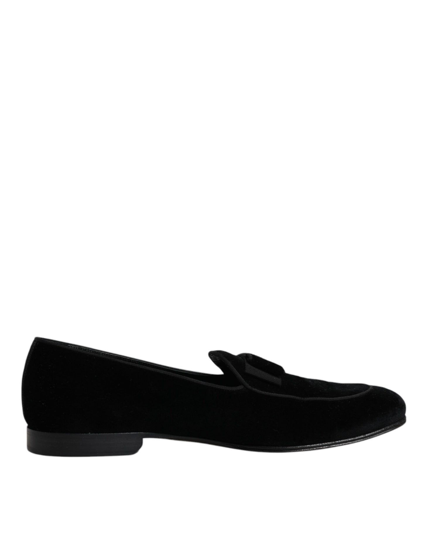 Dolce &amp; Gabbana Black Velvet Loafers Formal Men Dress Shoes