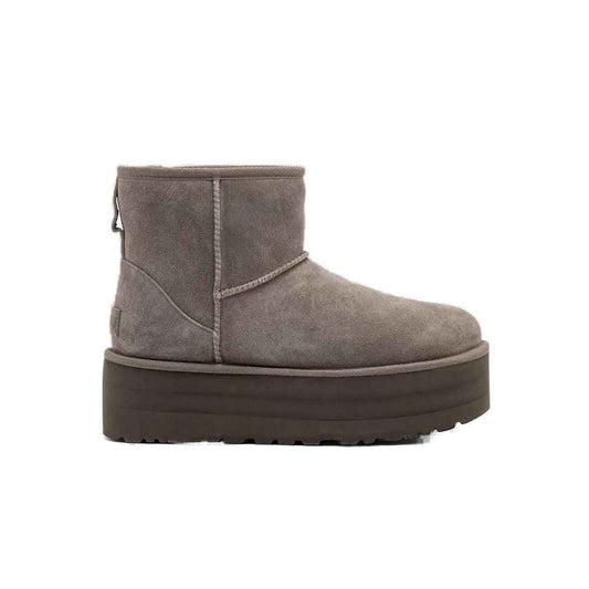 UGG Classic Mini Platform I23 Suede Enkellaarsjes – Grijs