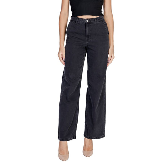 Jacqueline De Yong Black Cotton Relaxed Fit Jean by Jacqueline De Yong