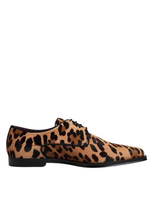 Chaussures habillées pour hommes Dolce &amp; Gabbana Derby marron léopard