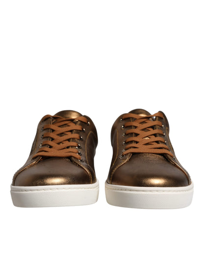 Dolce & Gabbana Gold Leather Logo London Men Sneaker Shoes by Dolce & Gabbana