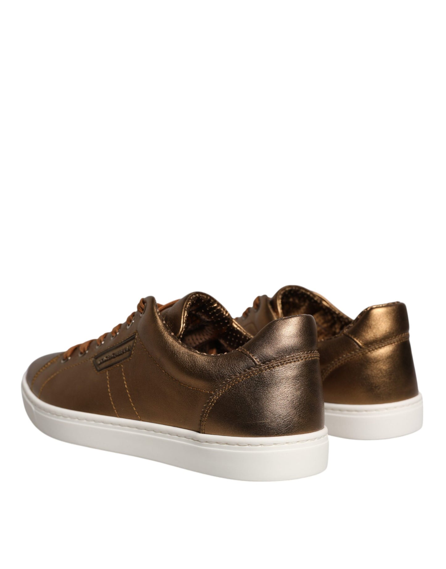 Dolce & Gabbana Gold Leather Logo London Men Sneaker Shoes by Dolce & Gabbana