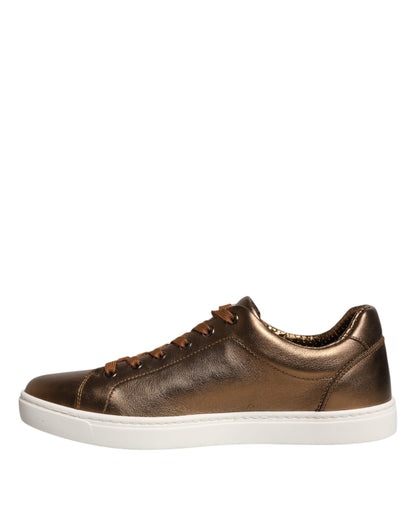 Dolce & Gabbana Gold Leather Logo London Men Sneaker Shoes by Dolce & Gabbana