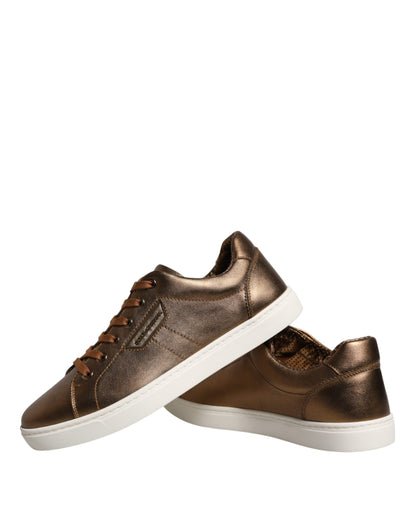 Dolce & Gabbana Gold Leather Logo London Men Sneaker Shoes by Dolce & Gabbana
