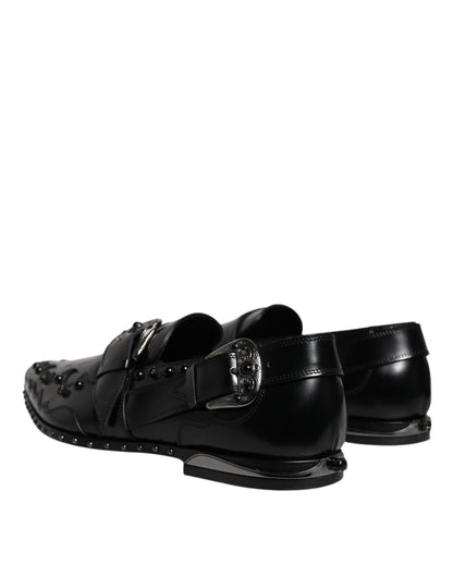 Chaussures Derby Monk à ornements noirs Dolce &amp; Gabbana