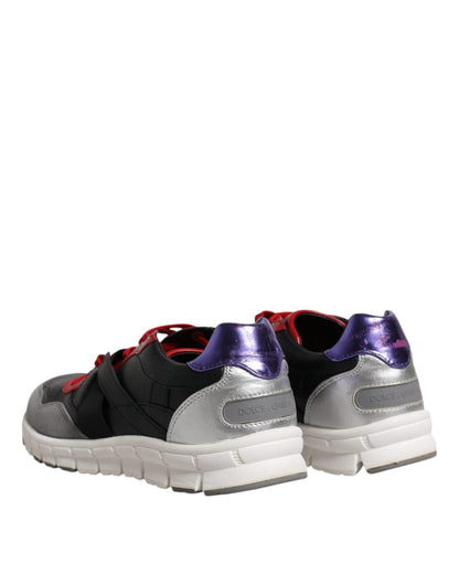 Dolce & Gabbana Multicolor Leather Suede Low Top Sneakers Shoes by Dolce & Gabbana