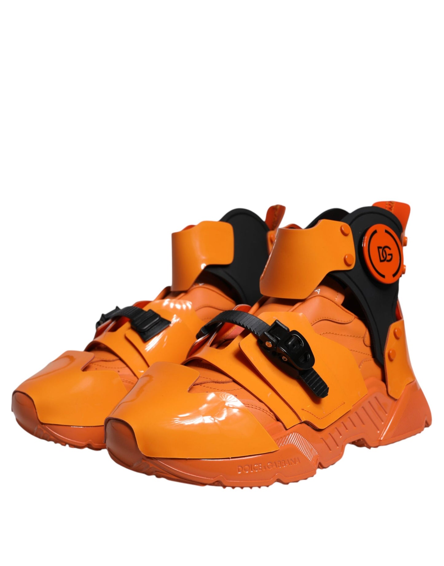 Dolce & Gabbana Orange Multi Panel Chunky High Top Sneakers Shoes by Dolce & Gabbana