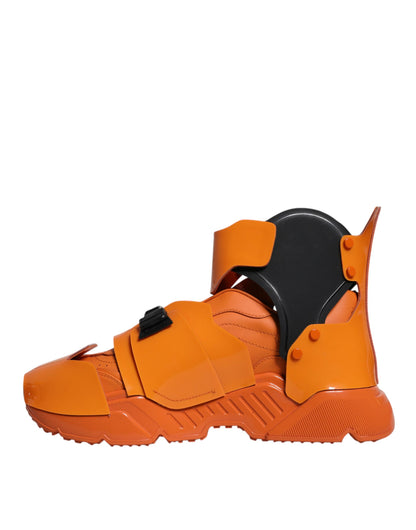 Dolce & Gabbana Orange Multi Panel Chunky High Top Sneakers Shoes by Dolce & Gabbana