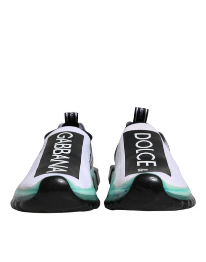 Dolce & Gabbana White Blue Sorrento Slip On Sneakers Shoes by Dolce & Gabbana