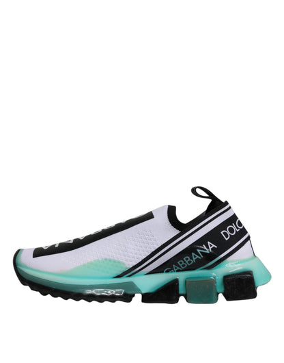Dolce & Gabbana White Blue Sorrento Slip On Sneakers Shoes by Dolce & Gabbana
