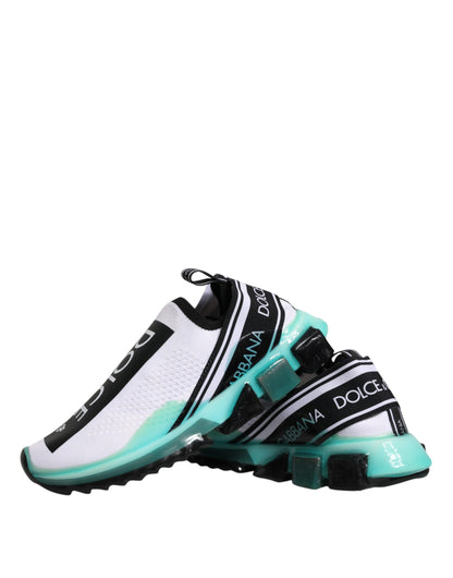 Dolce & Gabbana White Blue Sorrento Slip On Sneakers Shoes by Dolce & Gabbana