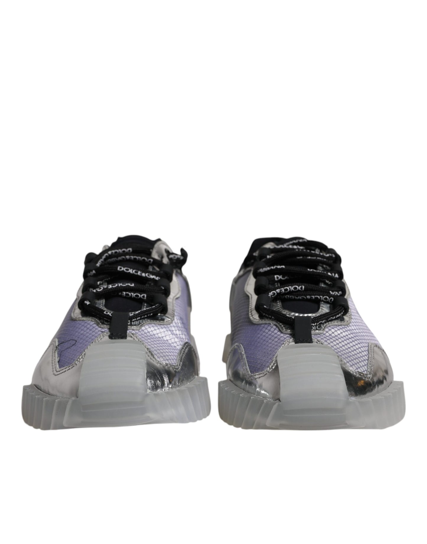 Dolce & Gabbana Silver Black Nylon NS1 Low Top Sneakers Shoes by Dolce & Gabbana
