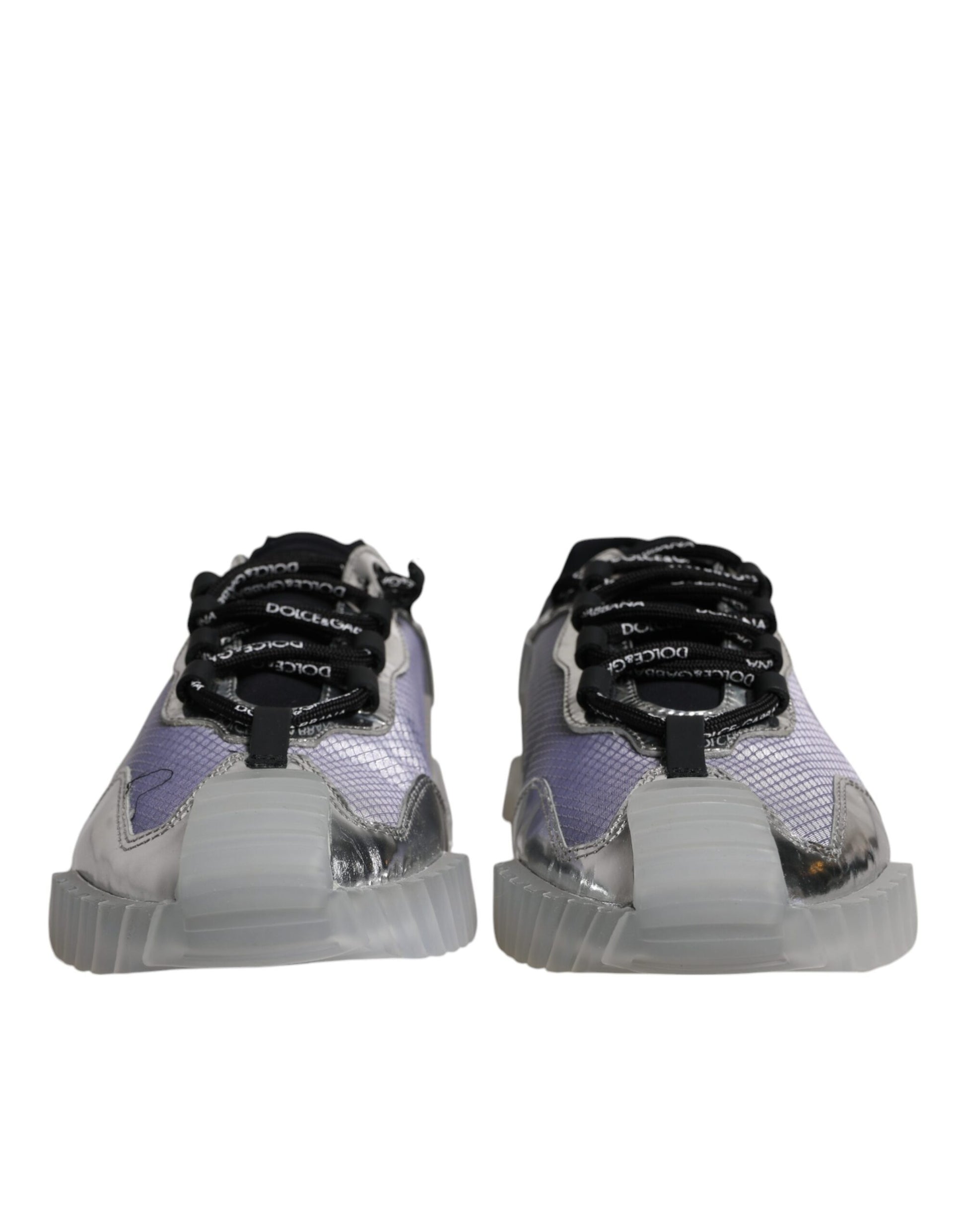Dolce & Gabbana Silver Black Nylon NS1 Low Top Sneakers Shoes by Dolce & Gabbana