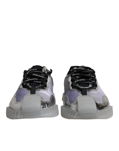 Dolce & Gabbana Silver Black Nylon NS1 Low Top Sneakers Shoes by Dolce & Gabbana