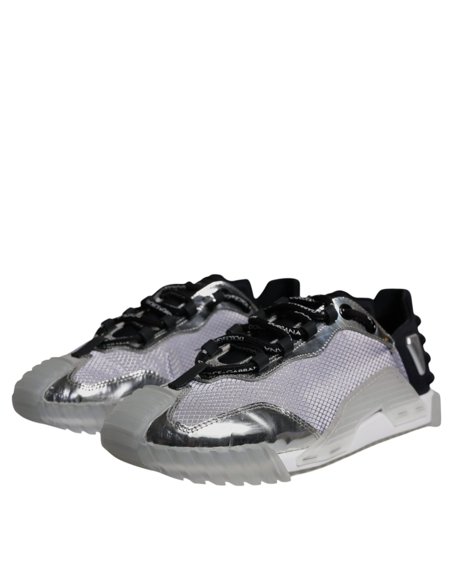 Dolce & Gabbana Silver Black Nylon NS1 Low Top Sneakers Shoes by Dolce & Gabbana