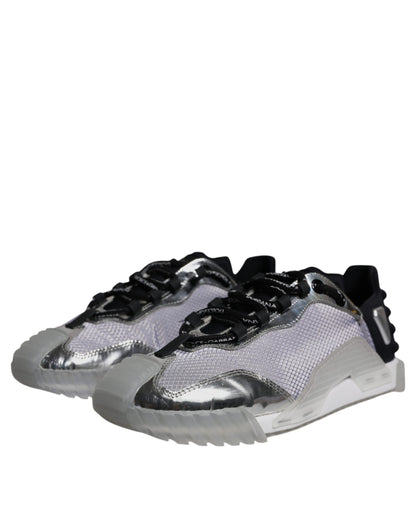 Dolce & Gabbana Silver Black Nylon NS1 Low Top Sneakers Shoes by Dolce & Gabbana
