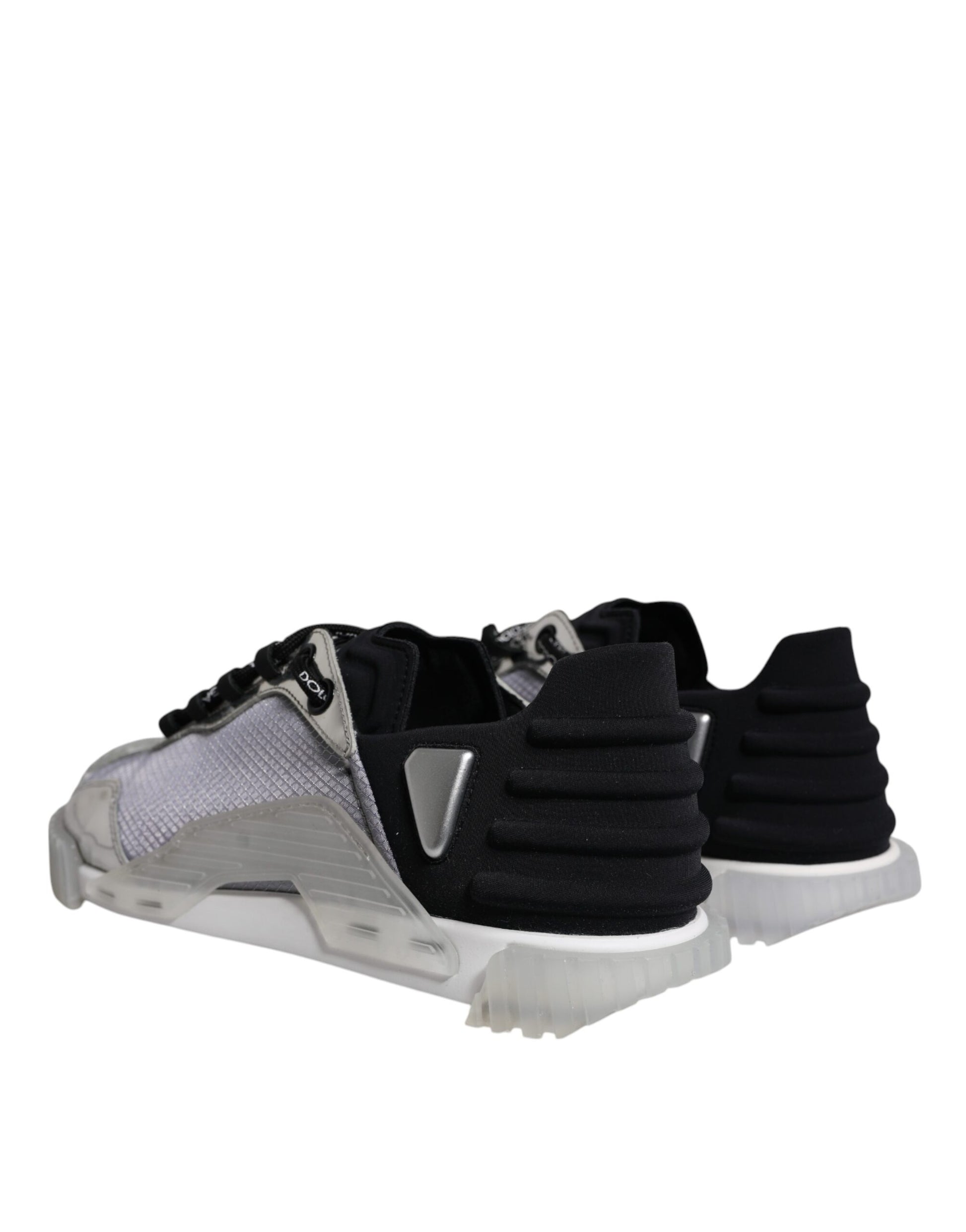 Dolce & Gabbana Silver Black Nylon NS1 Low Top Sneakers Shoes by Dolce & Gabbana