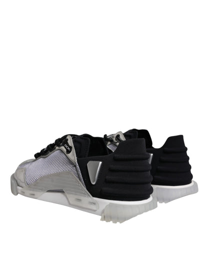 Dolce & Gabbana Silver Black Nylon NS1 Low Top Sneakers Shoes by Dolce & Gabbana