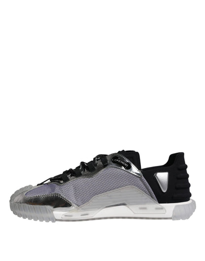 Dolce & Gabbana Silver Black Nylon NS1 Low Top Sneakers Shoes by Dolce & Gabbana