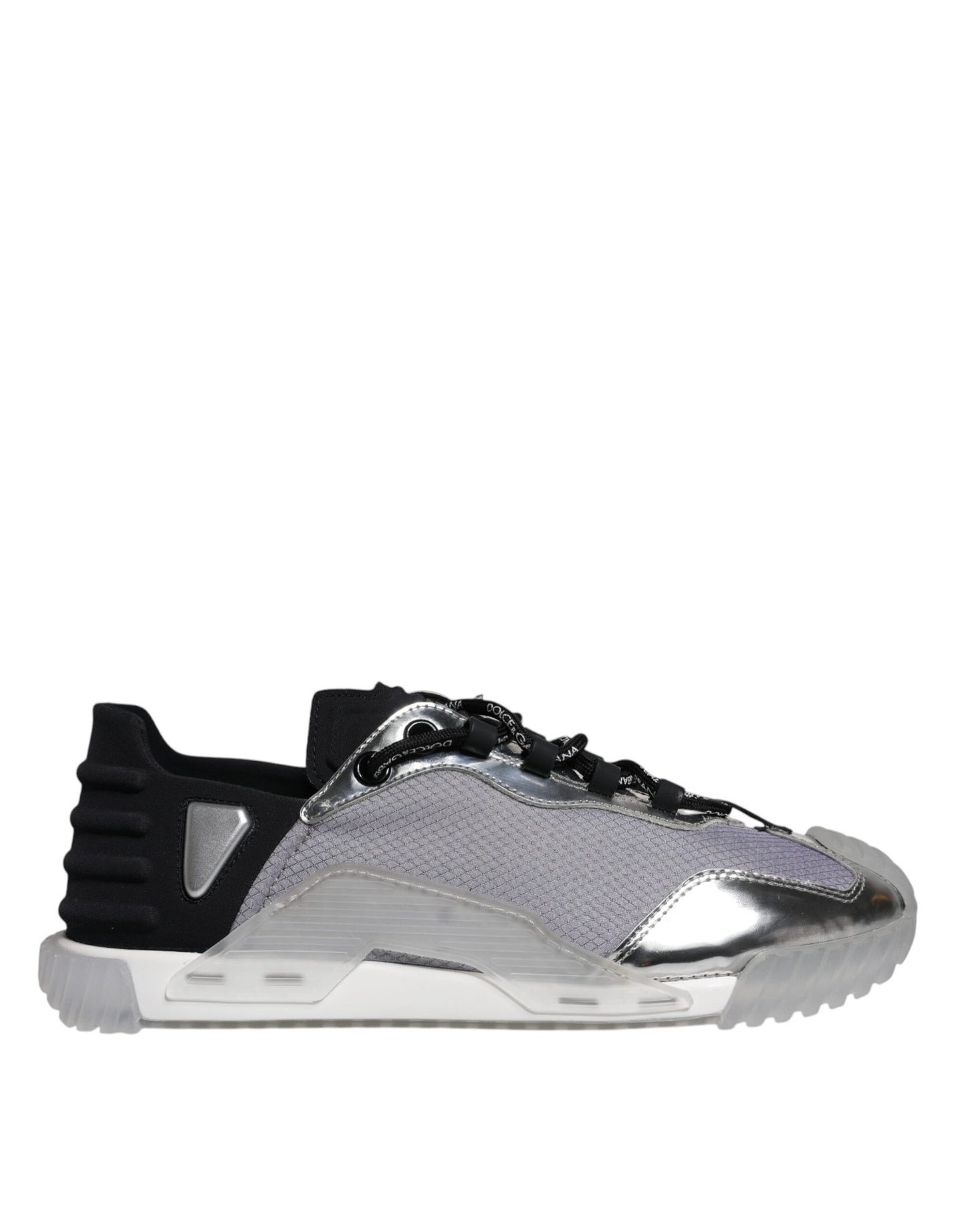 Dolce & Gabbana Silver Black Nylon NS1 Low Top Sneakers Shoes by Dolce & Gabbana