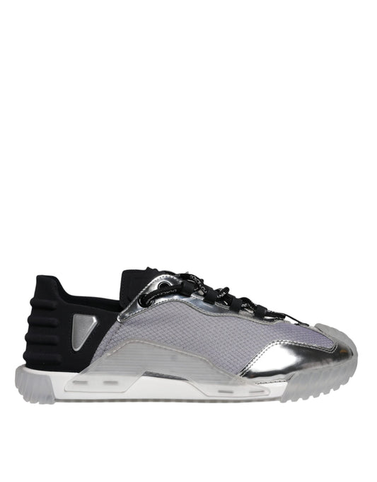 Dolce & Gabbana Silver Black Nylon NS1 Low Top Sneakers Shoes by Dolce & Gabbana