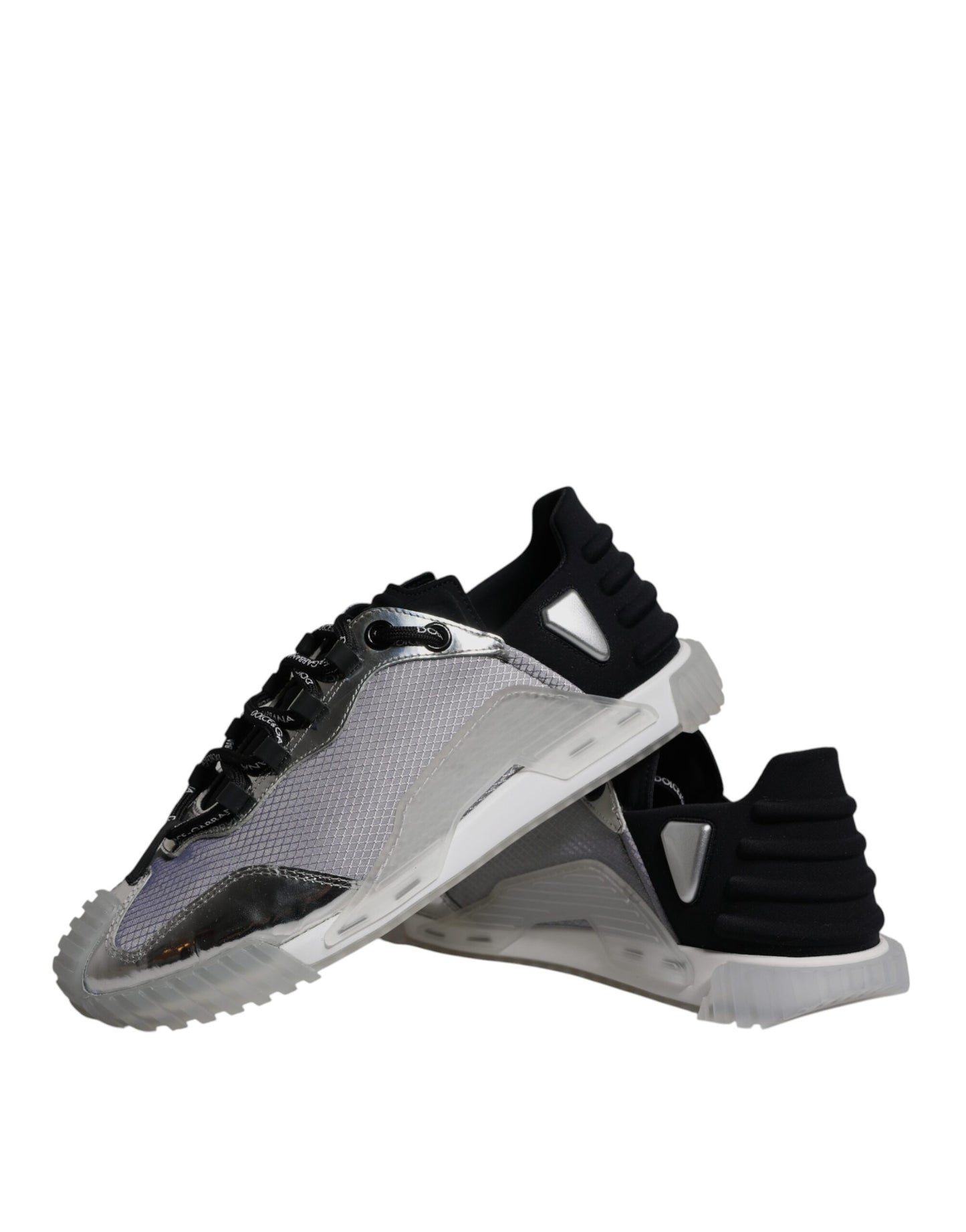 Dolce & Gabbana Silver Black Nylon NS1 Low Top Sneakers Shoes by Dolce & Gabbana