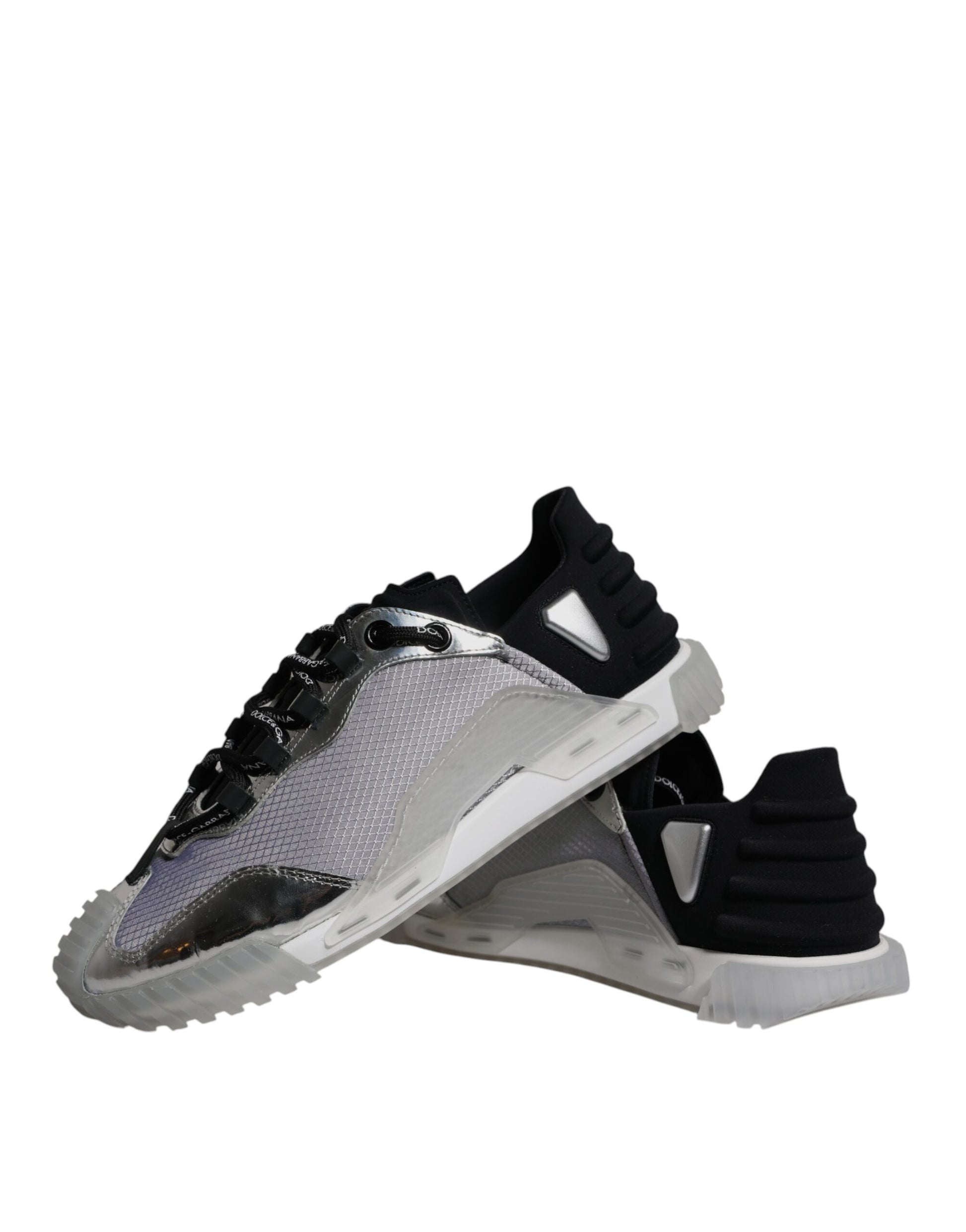 Dolce & Gabbana Silver Black Nylon NS1 Low Top Sneakers Shoes by Dolce & Gabbana