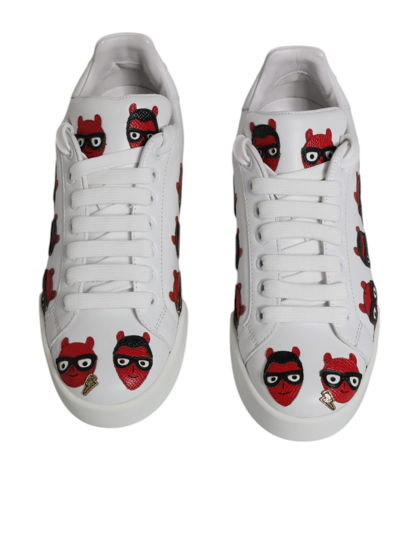 Dolce & Gabbana White Devil Face Portofino Sneakers Shoes by Dolce & Gabbana