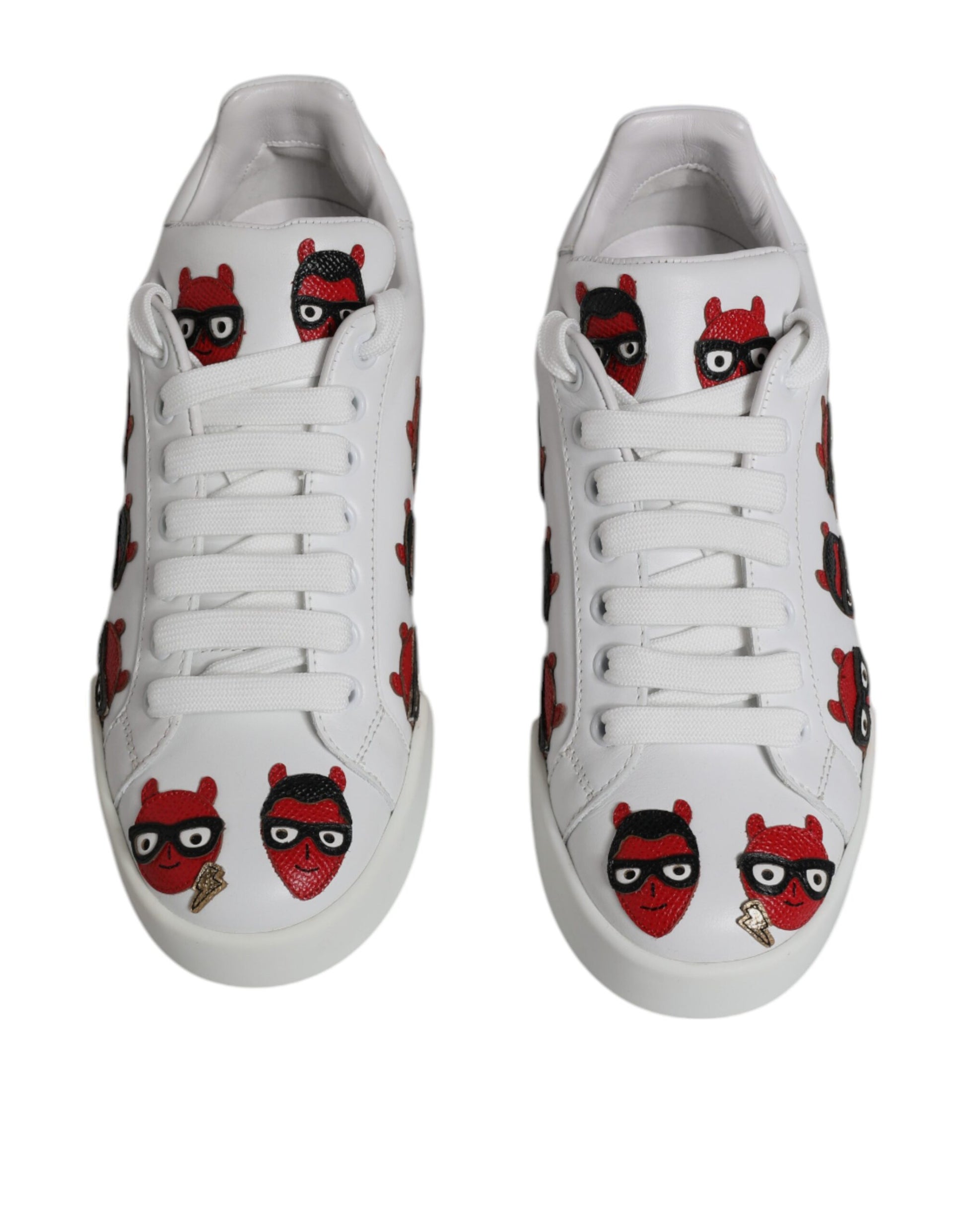 Dolce & Gabbana White Devil Face Portofino Sneakers Shoes by Dolce & Gabbana