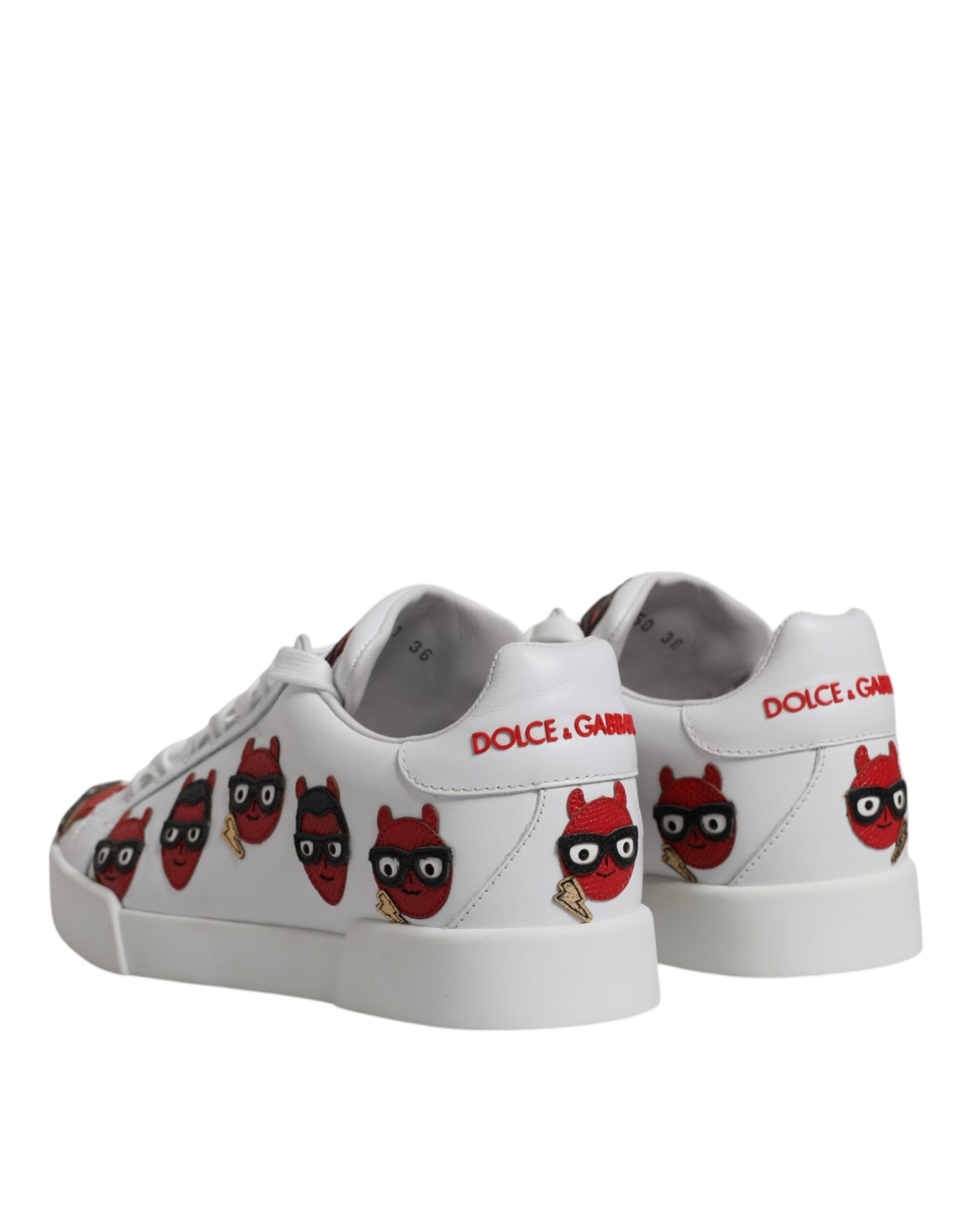 Dolce & Gabbana White Devil Face Portofino Sneakers Shoes by Dolce & Gabbana